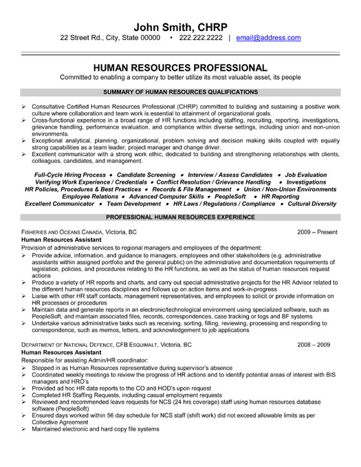 resume template for hr professional