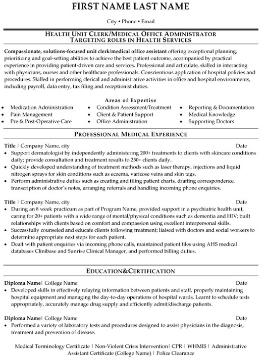 medical professional free resume template